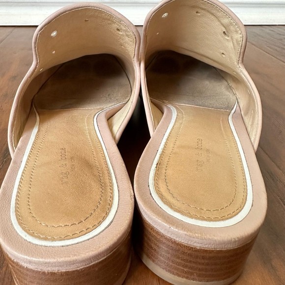 RAG & BONE Luis Lambskin Leather Mules with Grommets in Nude Pink - Picture 10 of 13